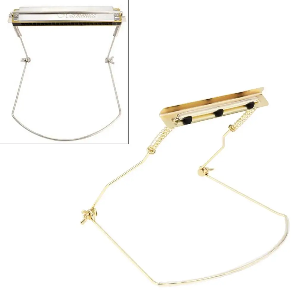 10 Holes Metal Iron Harmonica Neck Holder Adjustable Mouth Organ Stand Harmonica Harp Rack for Hands-free Playing