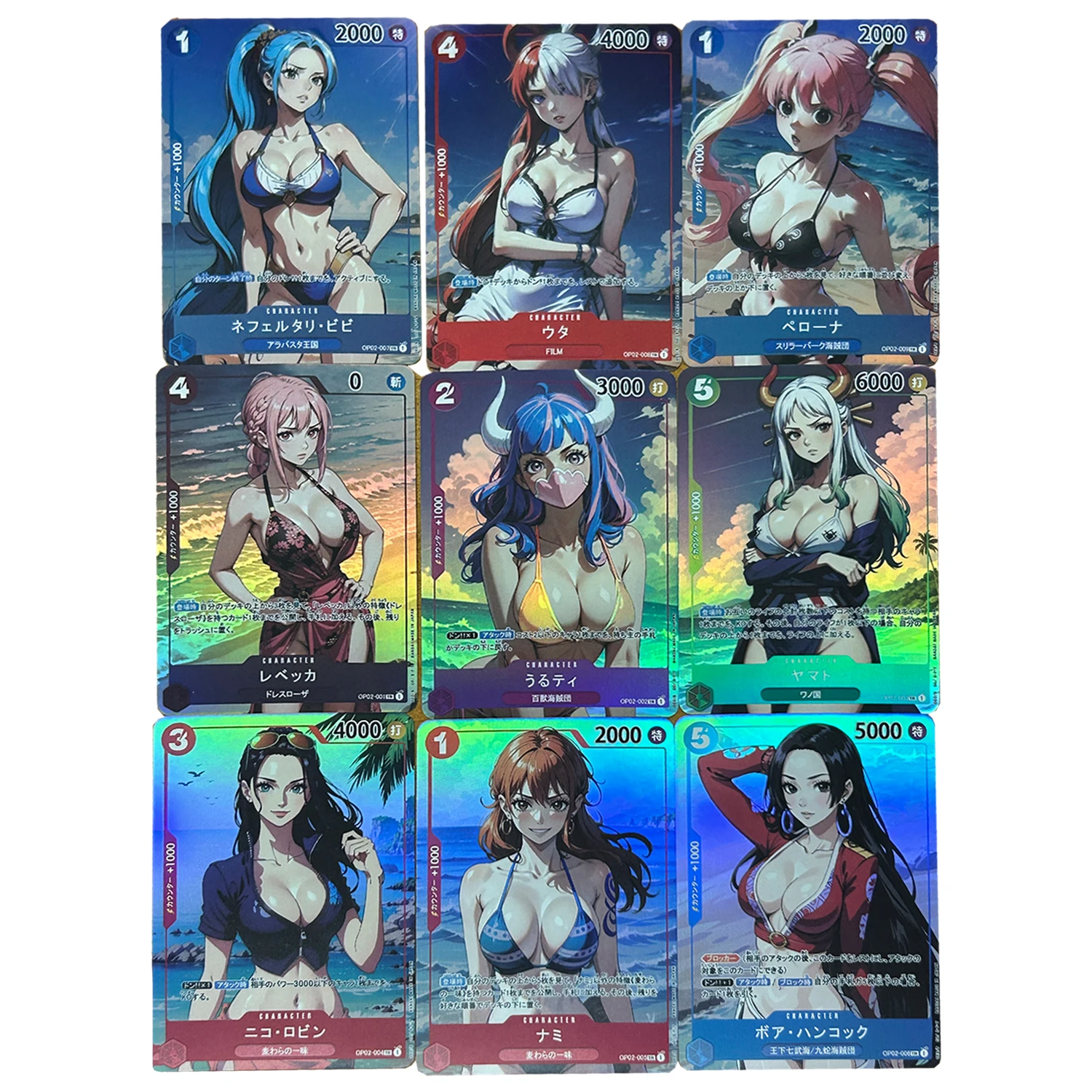 

Diy Self Made 9Pcs/set One Piece Opcg Nami Collection Card Yamato Hancock Color Flash Classic Anime Card Gift Toys