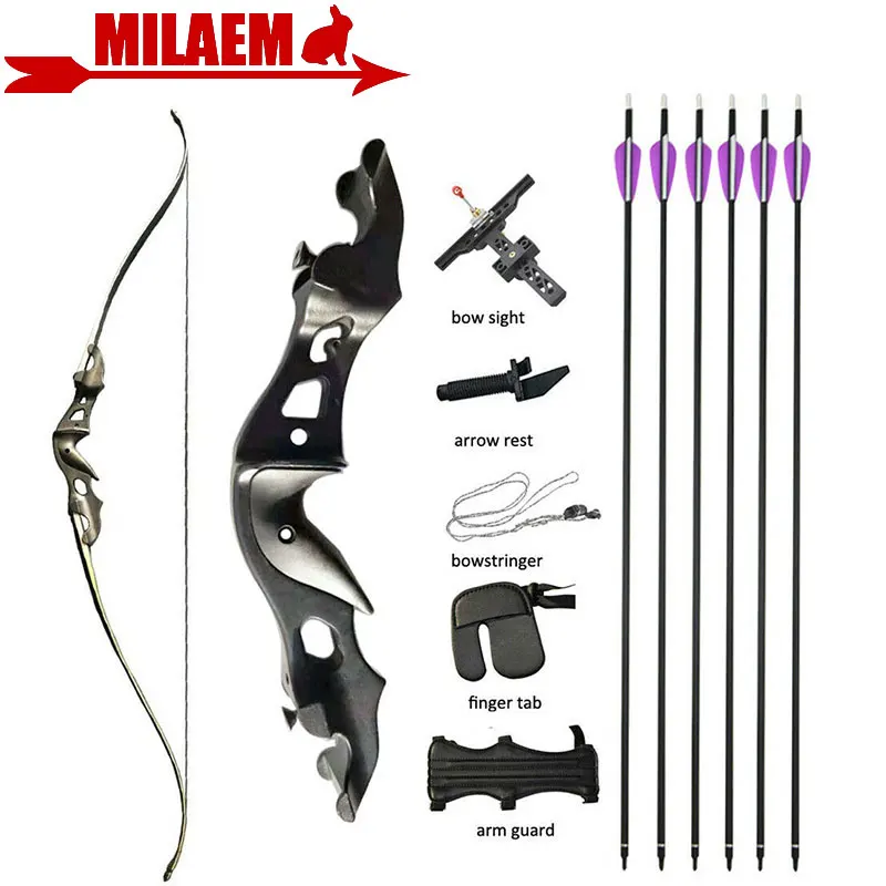 58inchArcheryRecurveBowArrowSetMetalRiser2055lbsTarget