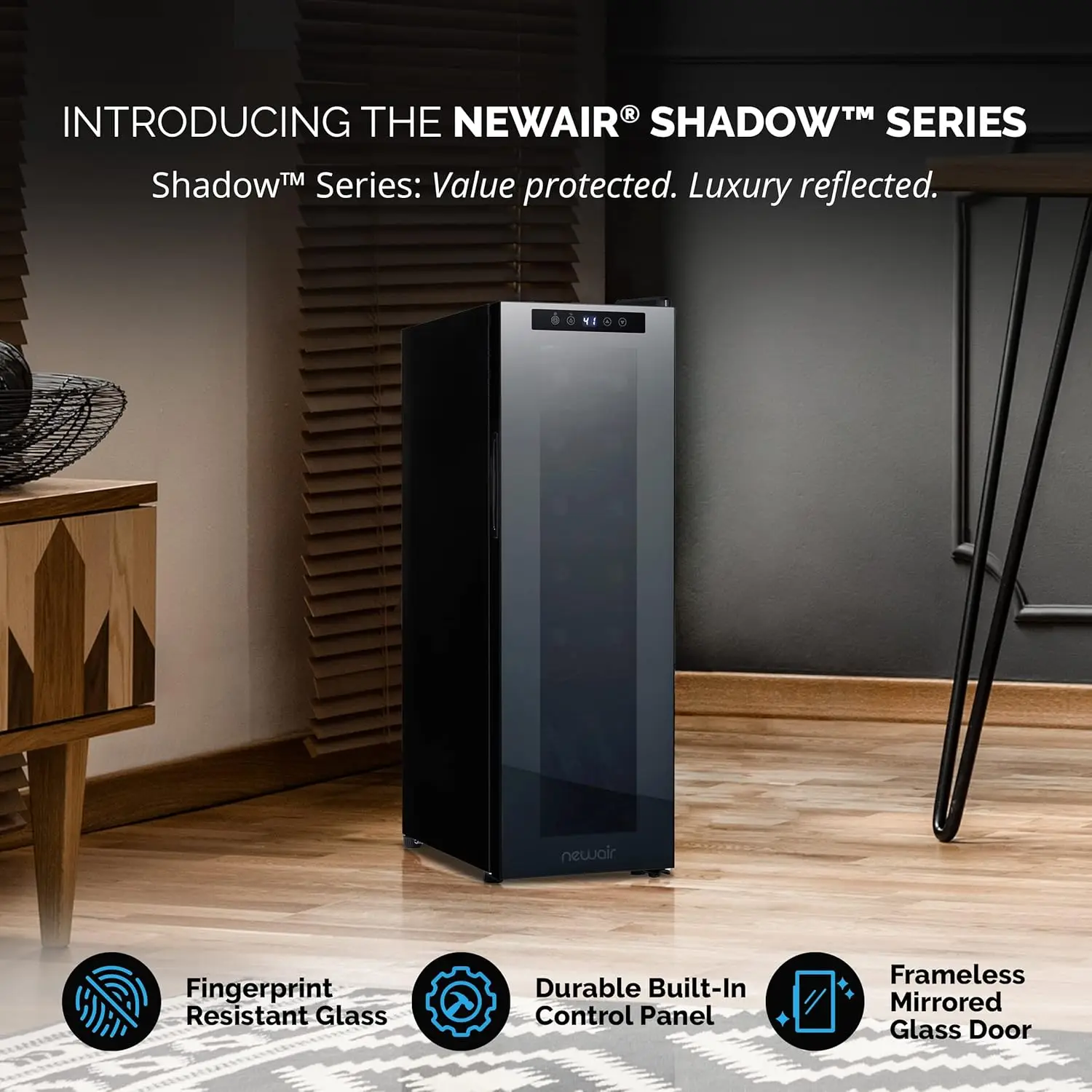 Bottle Wine Cooler Refrigerator Shadow Series Freestanding Mirrored Wine and Beverage Fridge with Double-Layer Tem