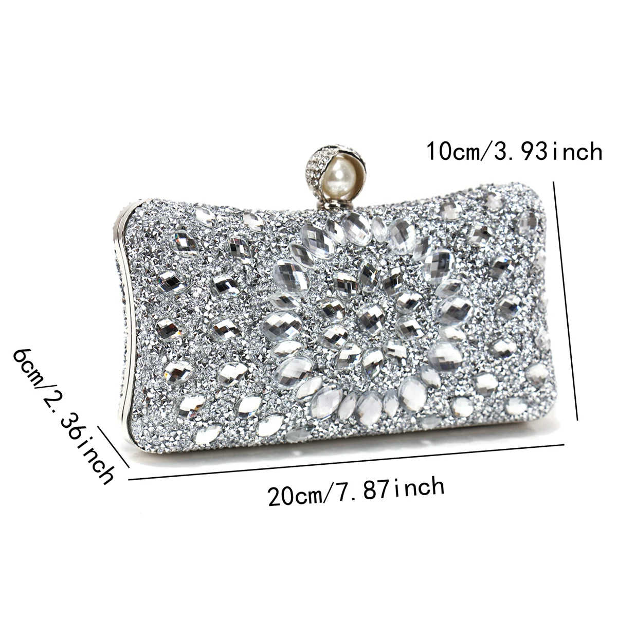 Golden Glitter Evening Bags for Women with Rhinestones and Acrylic Diamonds