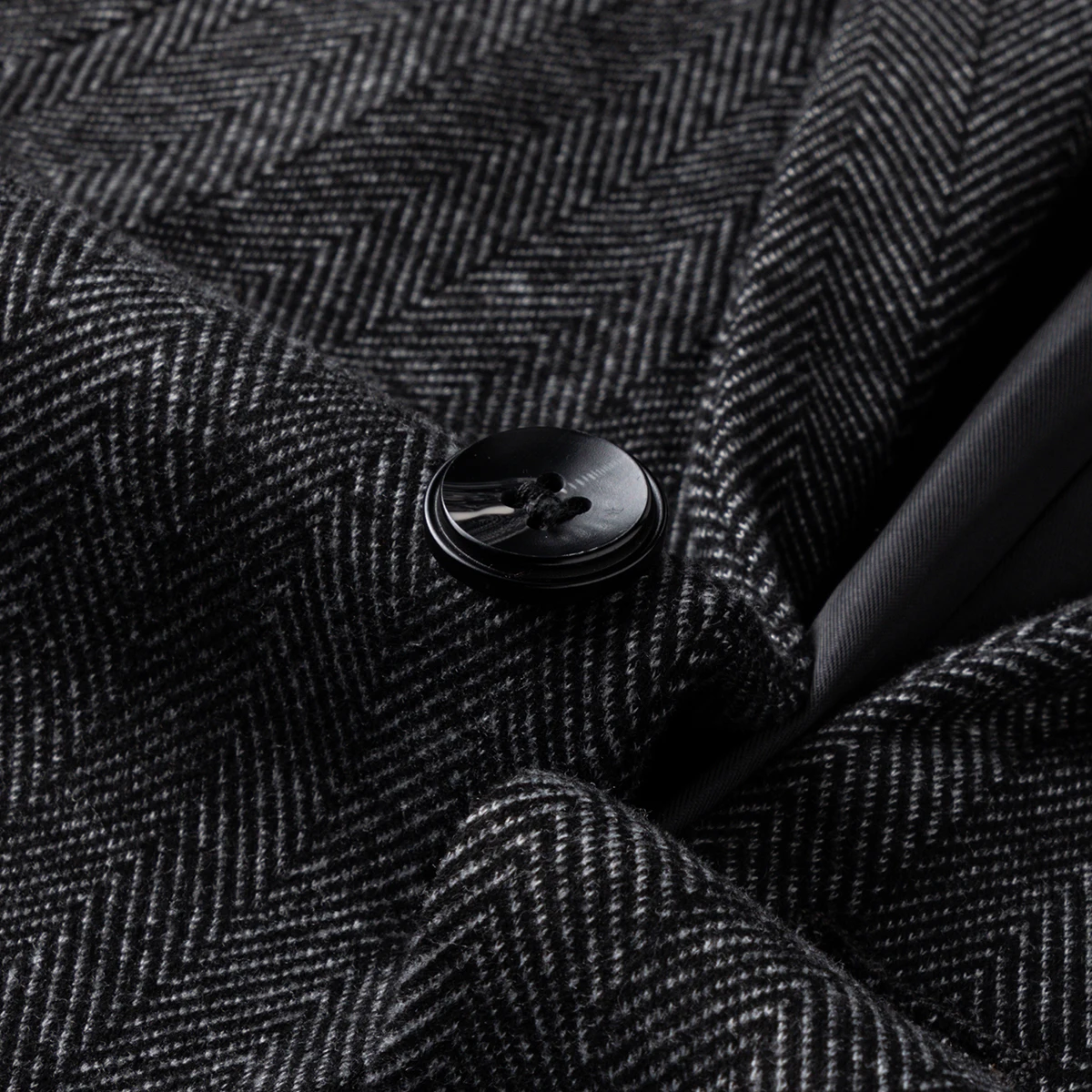 Men's Business Casual Single Suit Jacket High Quality Herringbone Wool Blend Single Breasted Stylish Handsome Line Bag