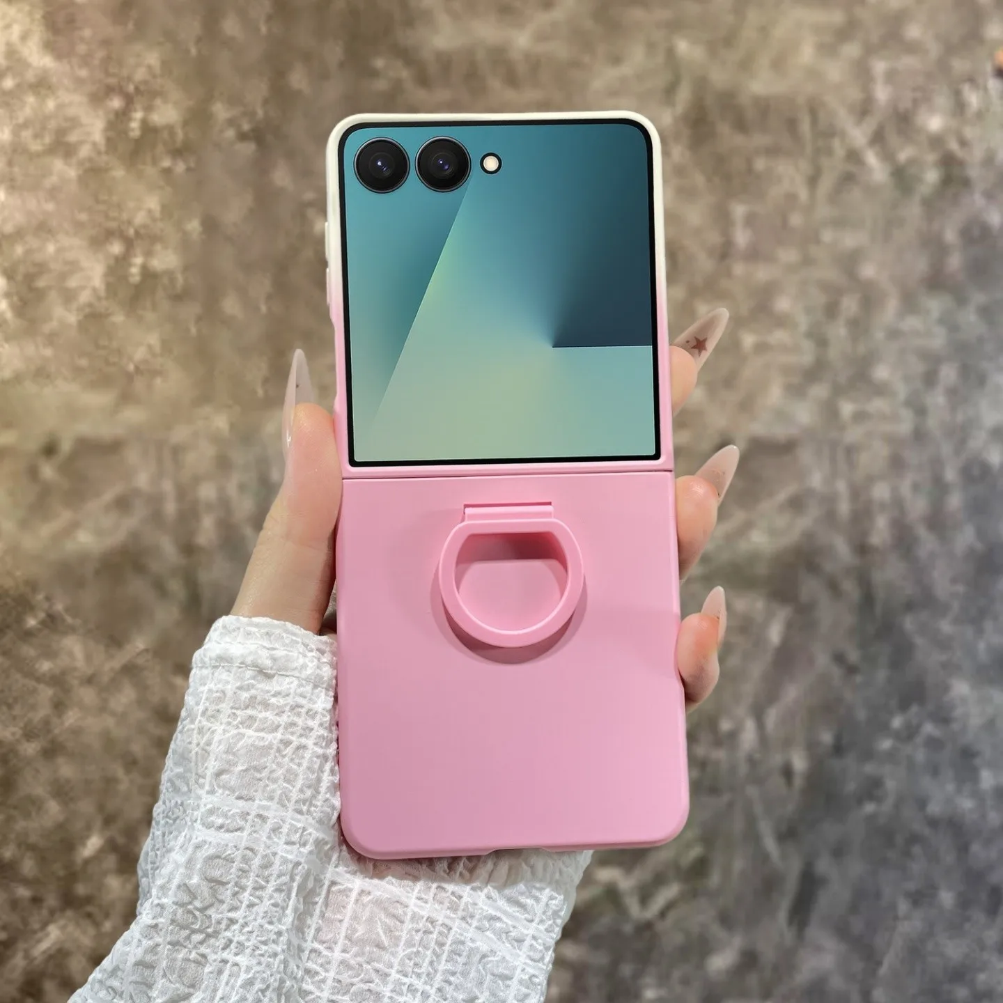 Matte Color Finger Ring Holder Protective Case - Durable PC Hard Shell Back Cover