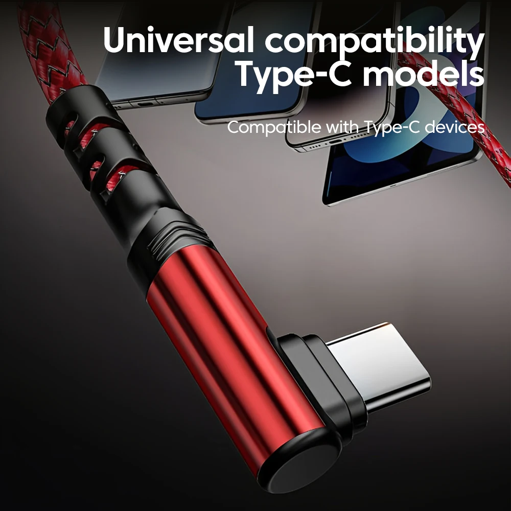 90 °   엘보우 100W USB C to USB C 고속 충전 게임 케이블 PD 타입 C 슈퍼 차지 와이어 (아이폰 17, 16, 삼성 노트북, 태블릿용)