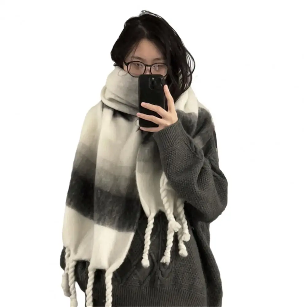 

Couple Shawl Plush Twisted Tassel Winter Scarf for Women Men Soft Warm Washable Cold-resistant Unisex Couple Scarf Lengthened