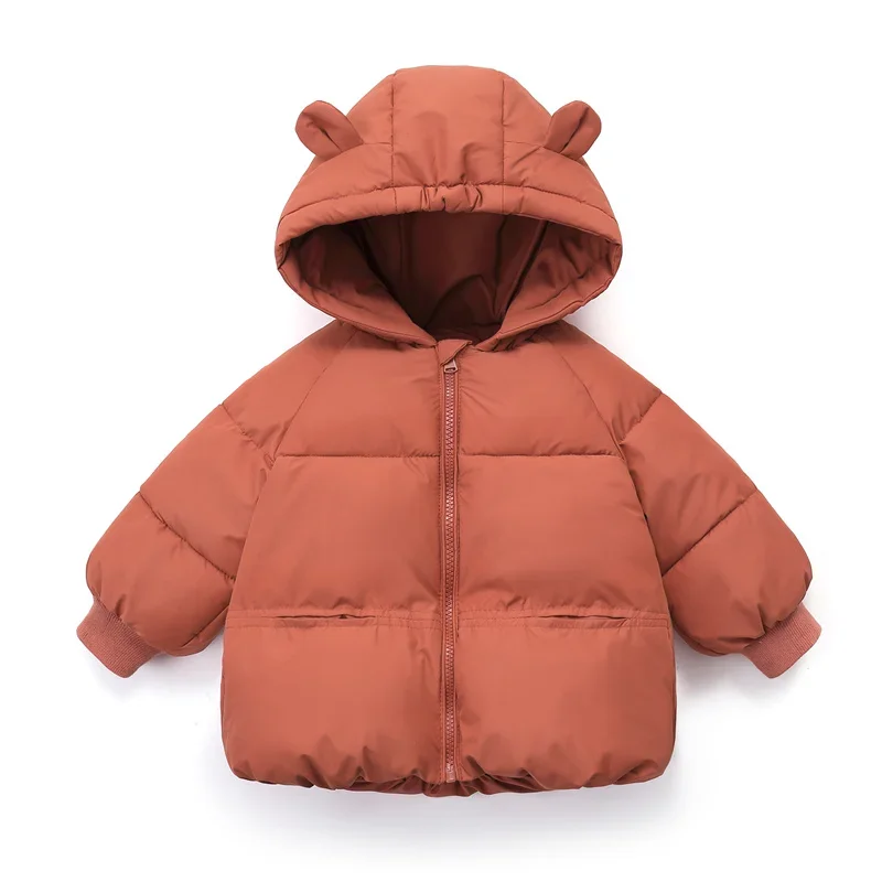 New Baby Warm Jacket Winter Toddler Thickened Outerwear Boys Girls Solid Hooded Coats Children Windproof Overcoat Snowsuit 2-6Y