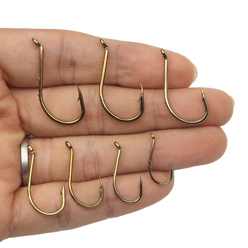Rompin 8299 Baitholder High Carbon Steel Fishing Hooks Tea Color Offset