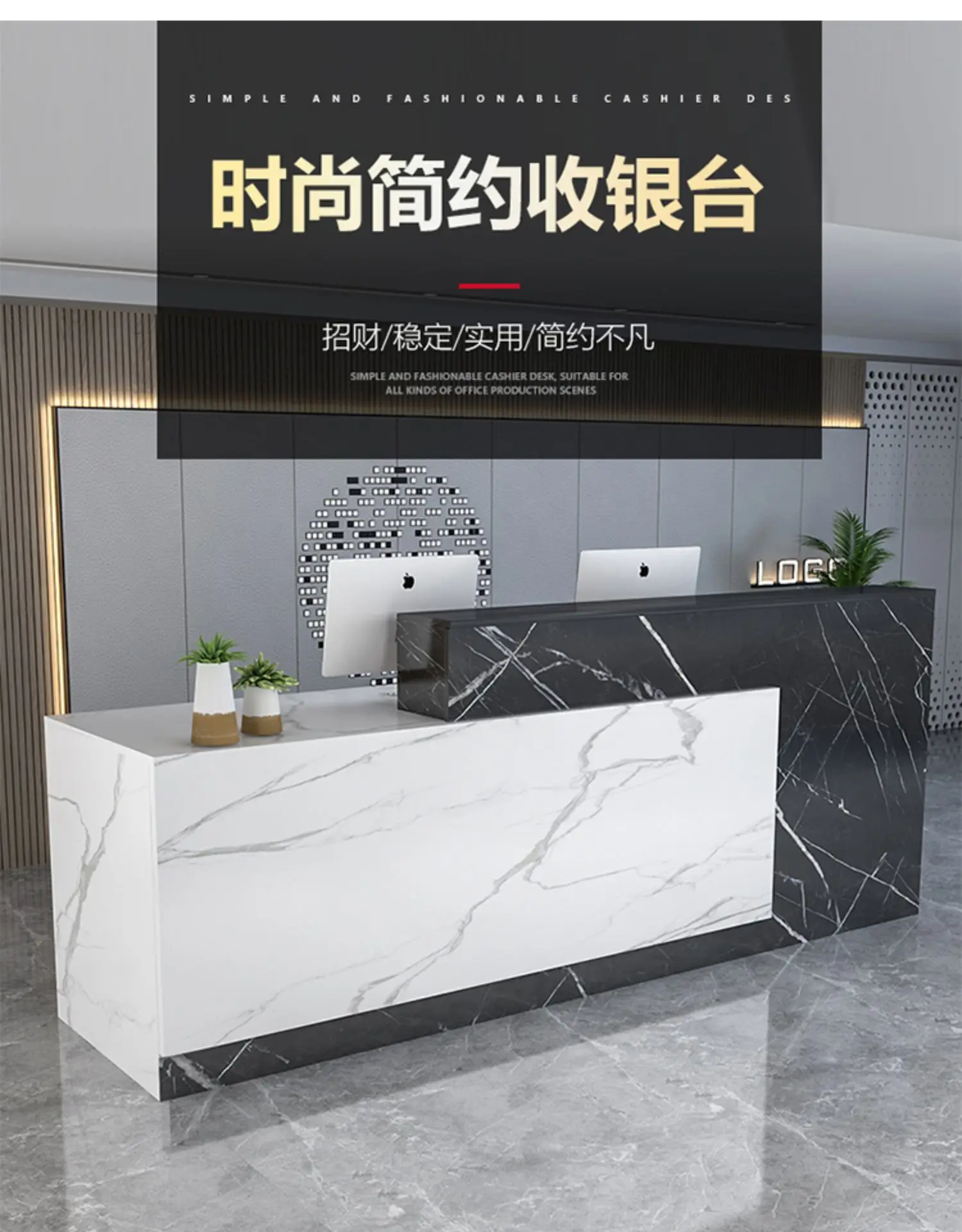 Description Picture 3 of itemDisplay Cabinet Reception Desk Tall Bar Counter Commercial Cashier Reception Desk Office Table Toonbank Winkel Furniture