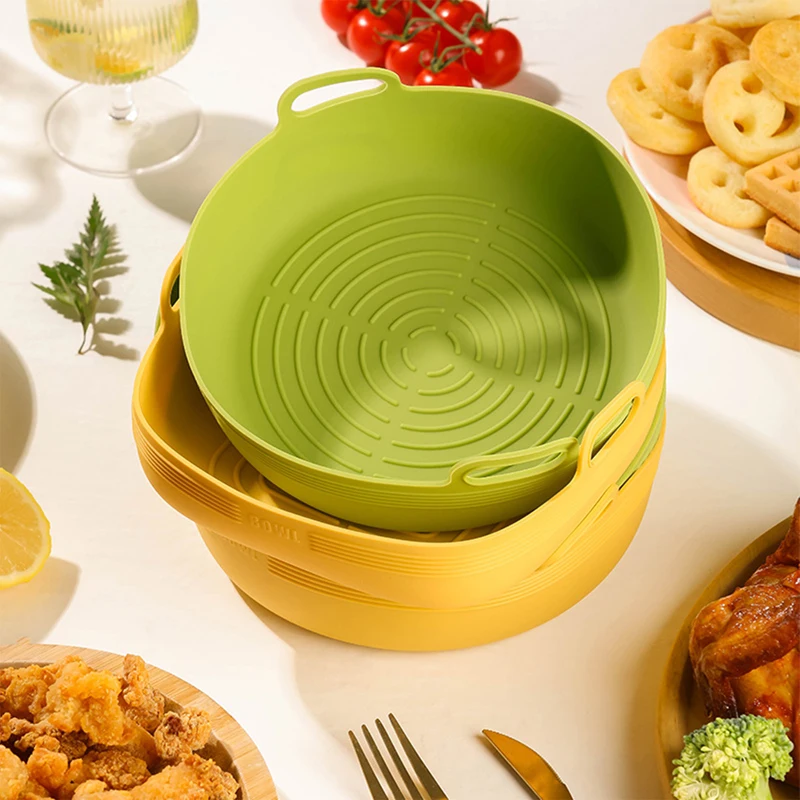 Air Fryer Silicone Basket Round Silicone Tray Pizza Plate Grill Pan Mat Accessories Easy Clean Liner For Air Fryer New air fryer liners,air fryer baking tray,air fryer accessories,air fryer mold,air fryer silicone tray,air fryer basket,pizza pan,silicone baking mat,baking pan tray,baking pan