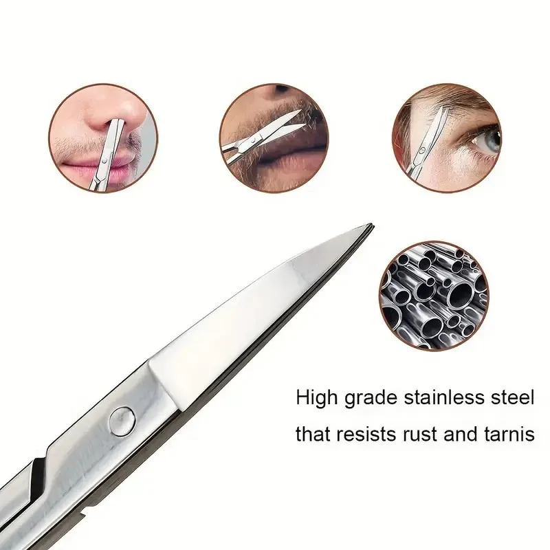 Stainless Steel Eyebrow Scissors Facial Hair Small Grooming Scissors - Eyebrow, Nose Hair & Beard Trimming Scissors For Men And 4