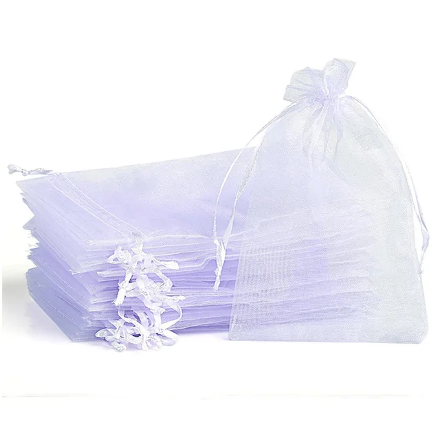 20-100PCS Organza Gift Bag For Jewelry White Drawstring Pouches For Wedding Christmas Candy Gift Bags Jewelry Packing Bag 1