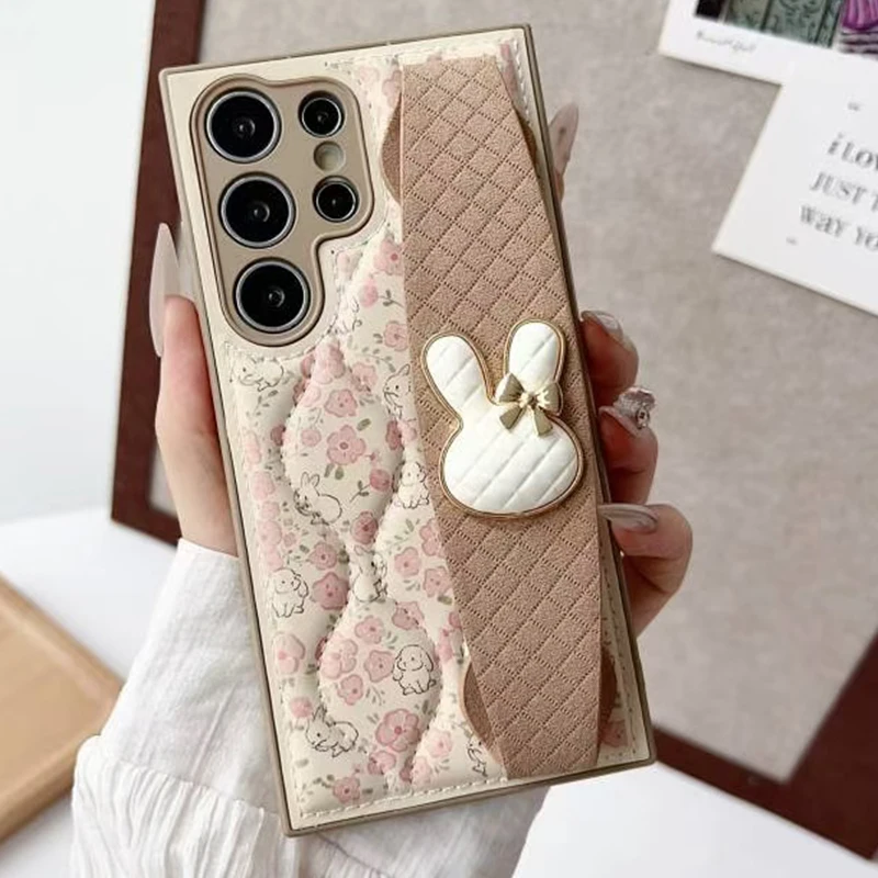 Luxury Cute Little Rabbit Wrist Strap Phone Case