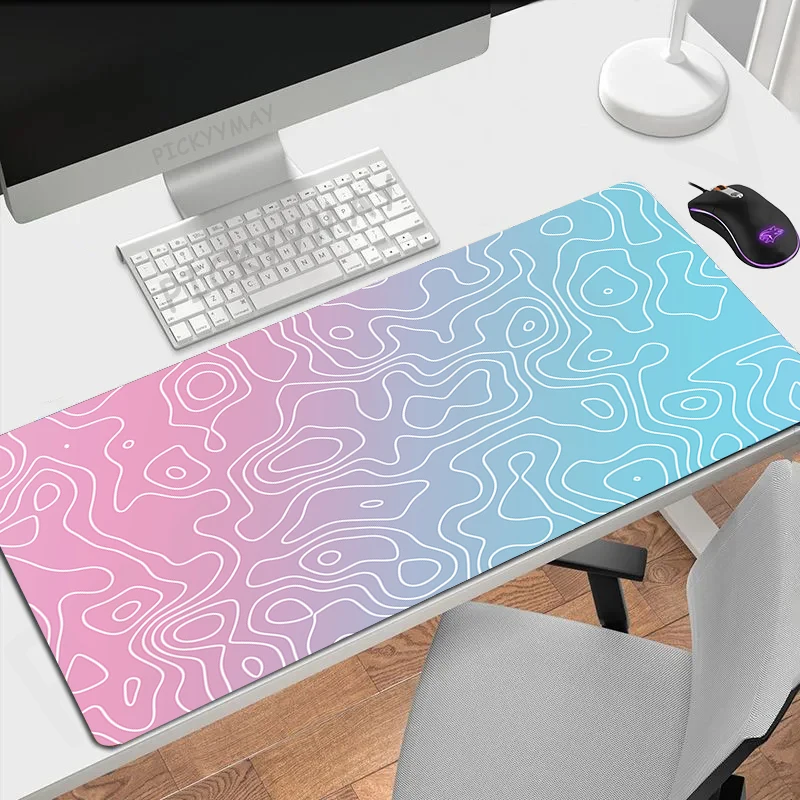 그라디언트 컬러 라인 마우스 패드, 게임용 마우스 패드, 게이머 마우스 매트, 키보드 매트, 데스크 패드, XXL, 90x40cm, 컴퓨터용 