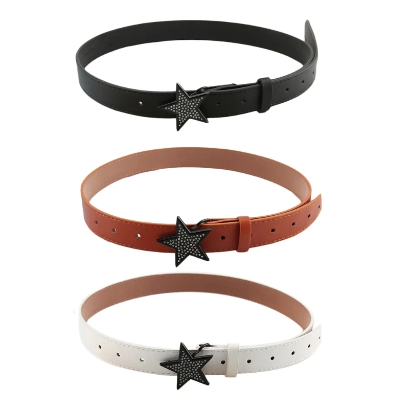 

Fashion Womens Leather Belts with Star Buckle 1" Wide for Jeans Pants