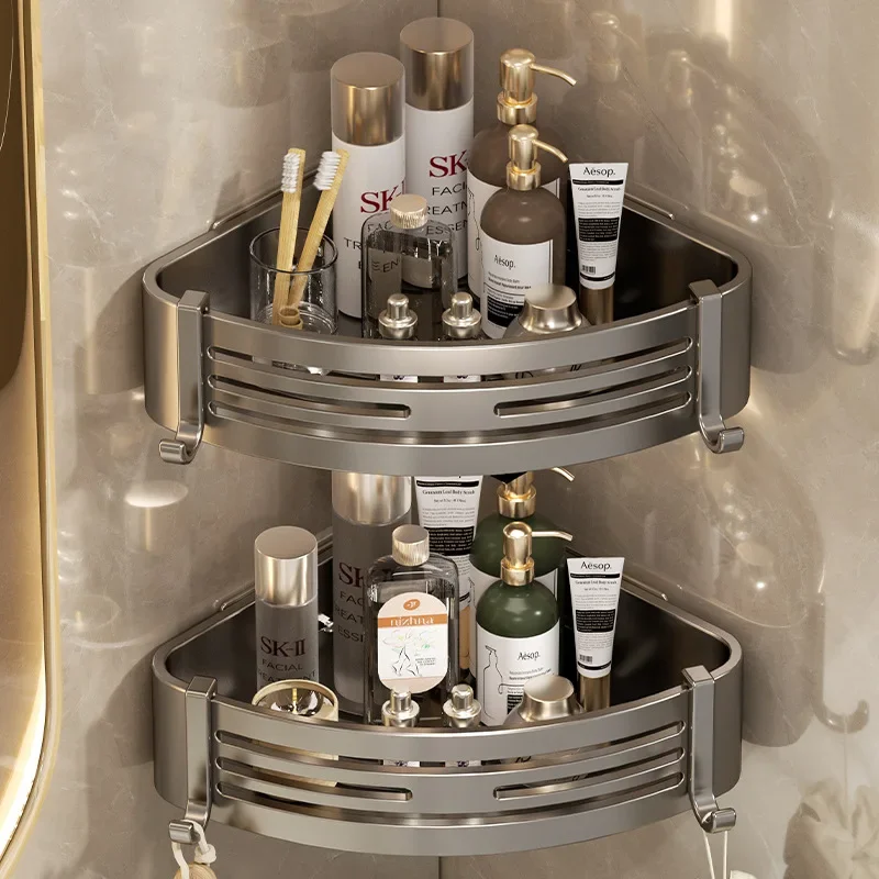 Mensole Da Bagno A Parete Scaffale Scaffale Per Shampoo Supporto Per Trucco Organizzatore Da Cucina Accessori Per Il Bagno Con Ganci