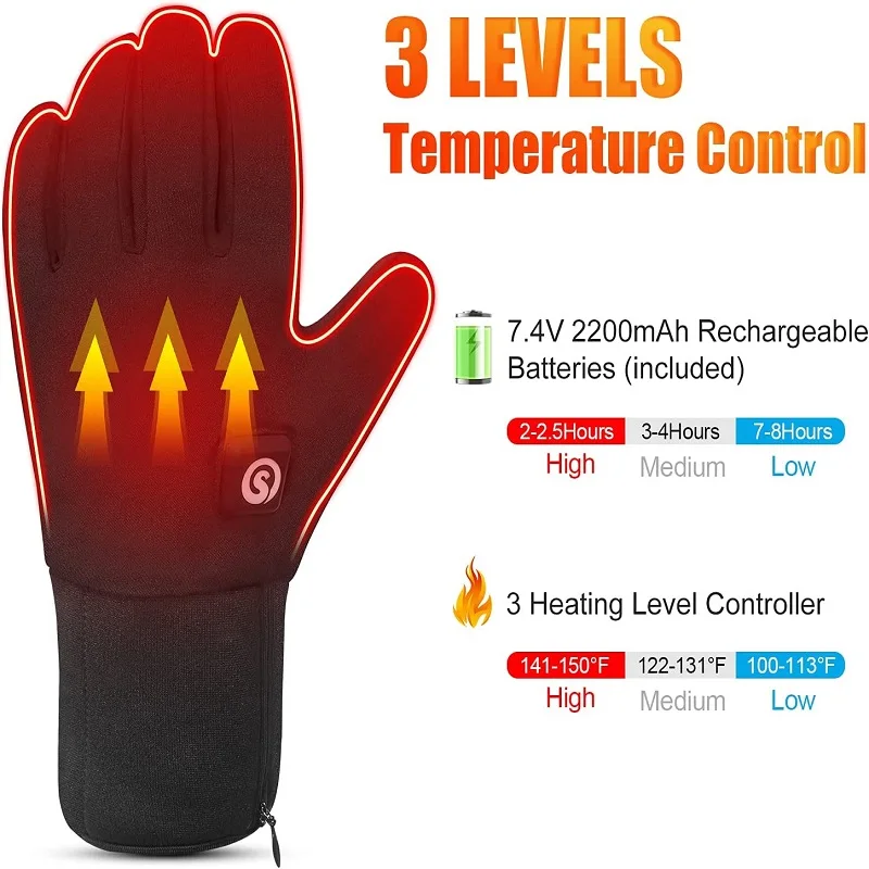 SNOW DEER Thermal Gloves Man Women Winter Electric Heated Cycling Glove Waterproof Rechargeable Battery  Moto Eletrica Camping