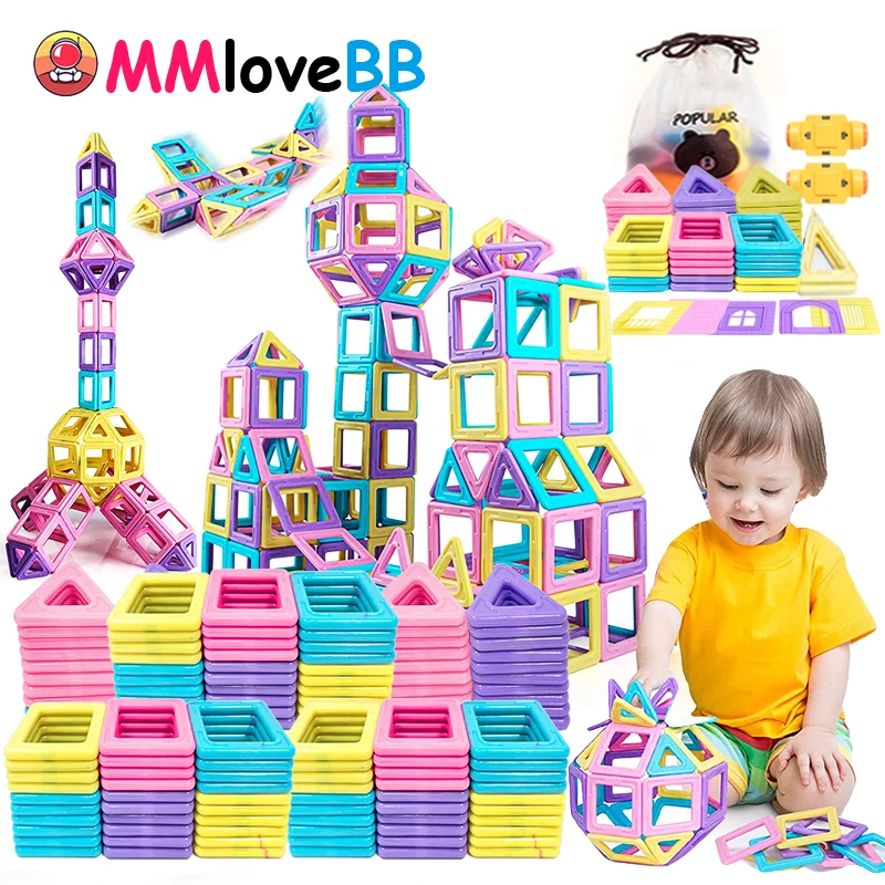 Magnetic Assembly Toy Mini Size Construction Set Macaron Color Magnets for Children Girls