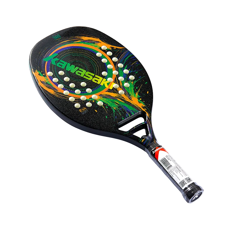 Kawasaki 12K Beach Tennis Racket Carbon Fiber Soft Face Tennis Paddle Racquet with Protective Bag Cover H6