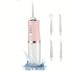 Rechargeable Portable Smart Water Flosser with 4 Jets and 3 Modes (Pink)