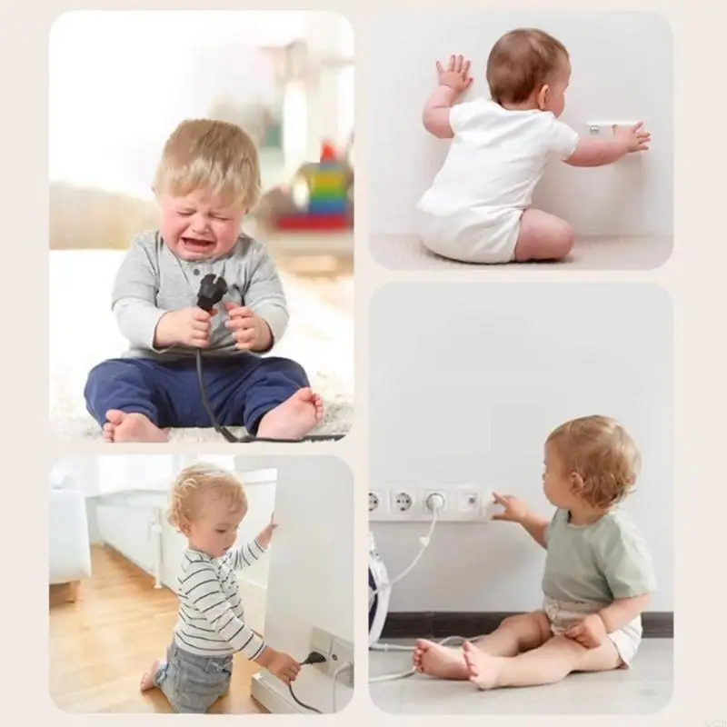 QX2D Baby Proof Plug Cover, 10Pcs Socket Protector with Concealed Handle for Toddler Safety Electric Shock Prevention