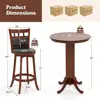 3 Piece Round Bar Table Set with 2 Upholstered Swivel Stools Rubber Wood Frame Kitchen Dining Home Decor 4