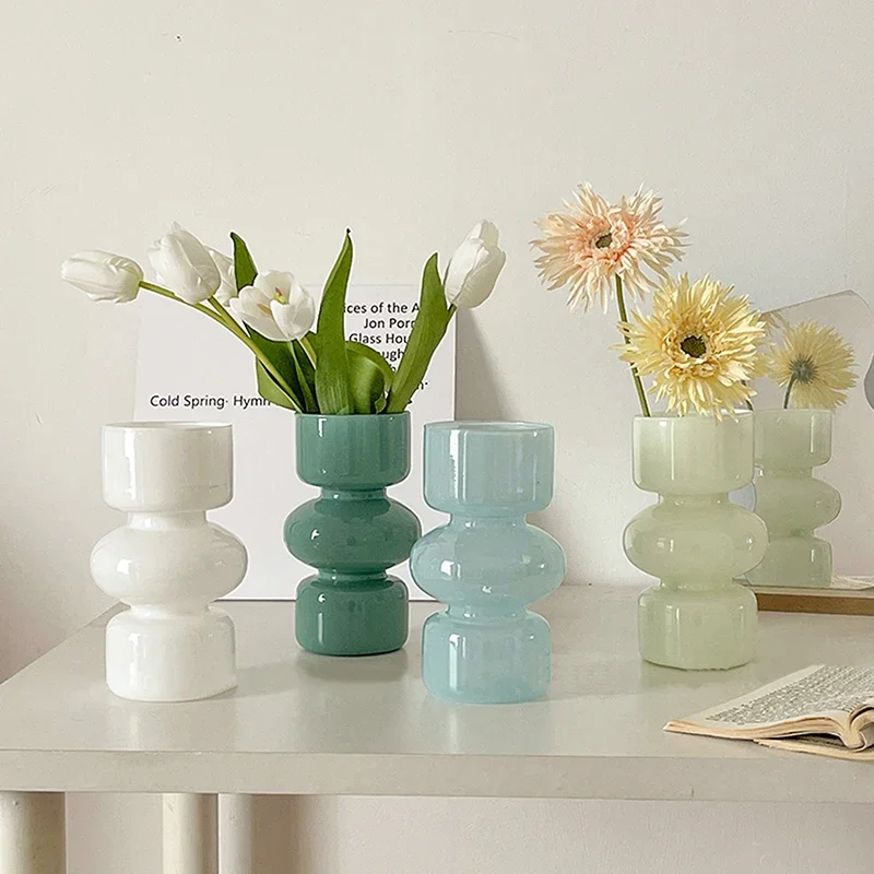 Nordic Glass Vase Flower Bottle Arrangement Container Hydroponics Plant Bottle Desktop Ornament Home Decor Accessory 꽃병 화병