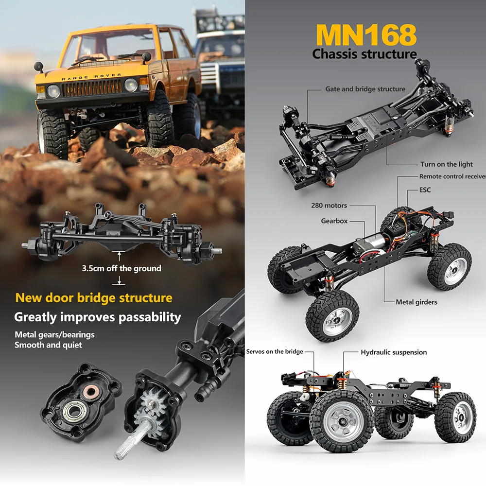 MN Model 1/12 MN168 RC Car 2.4G 4WD Remote Control Crawler Off
