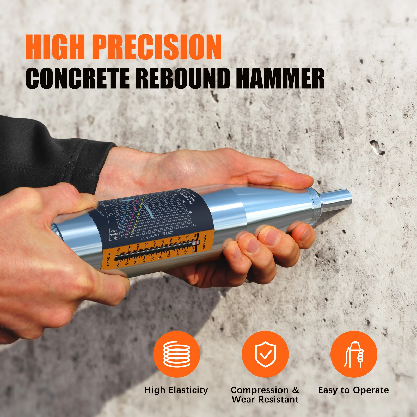 Concrete Rebound Tester Concrete Rebound Hammer Tester Resiliometer Test Meter Tool