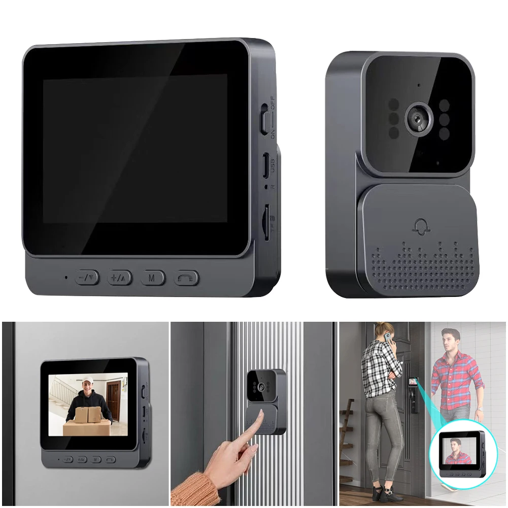 

1080P WiFi Video Doorbell Video Intercom Wireless Door Bell 4inch IPS Screen IR Night Vision Doorbell Camera for Home Apartment