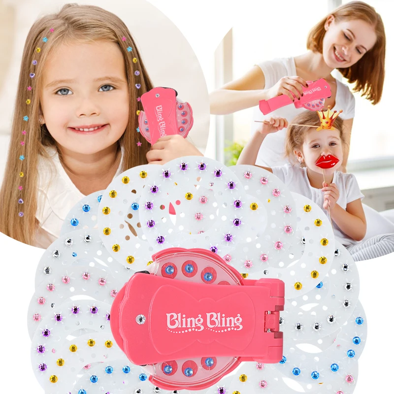 Girls 180 Gems Kit Pretend Makeup Sets Toys Glass Crystal Rhinestone Art Decoration DIY Princess Hair Design Shoes Sticker