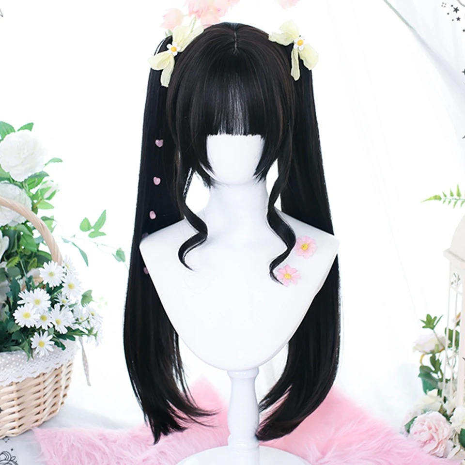 Synthetic Curly Ponytail Wig with Bangs for Women