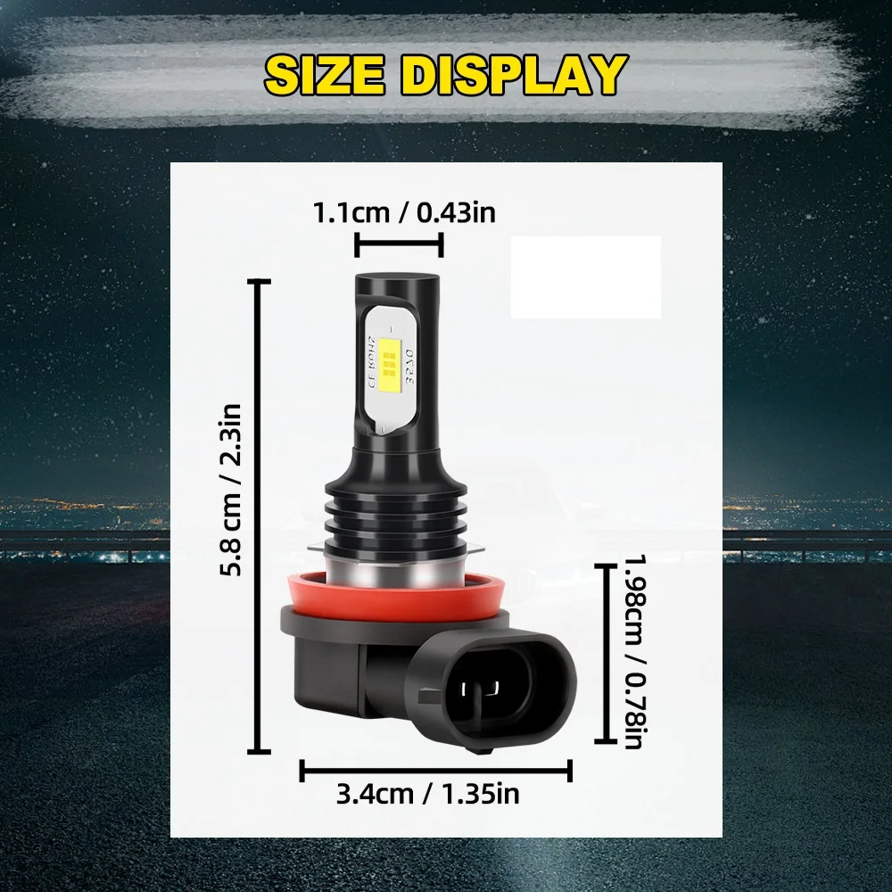 2x LED 자동차 전면 안개등 전구 6000K 화이트 / 3000K 옐로우 BMW 3 시리즈 F30 F31 F34 F80 2011-2020 2012 2013 2014 2015 2019용