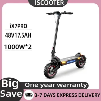 Monopattino elettrico iScooter iX7Pro da 10 pollici con doppio motore da 2000W, fuoristrada, batteria da 17.5Ah, velocità di 60km/h con controllo tramite APP