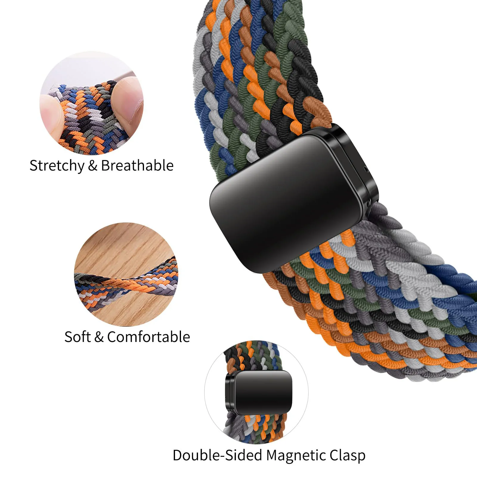 Sport Braided Adjustable Magnetic Strap for Smartwatch Accessories