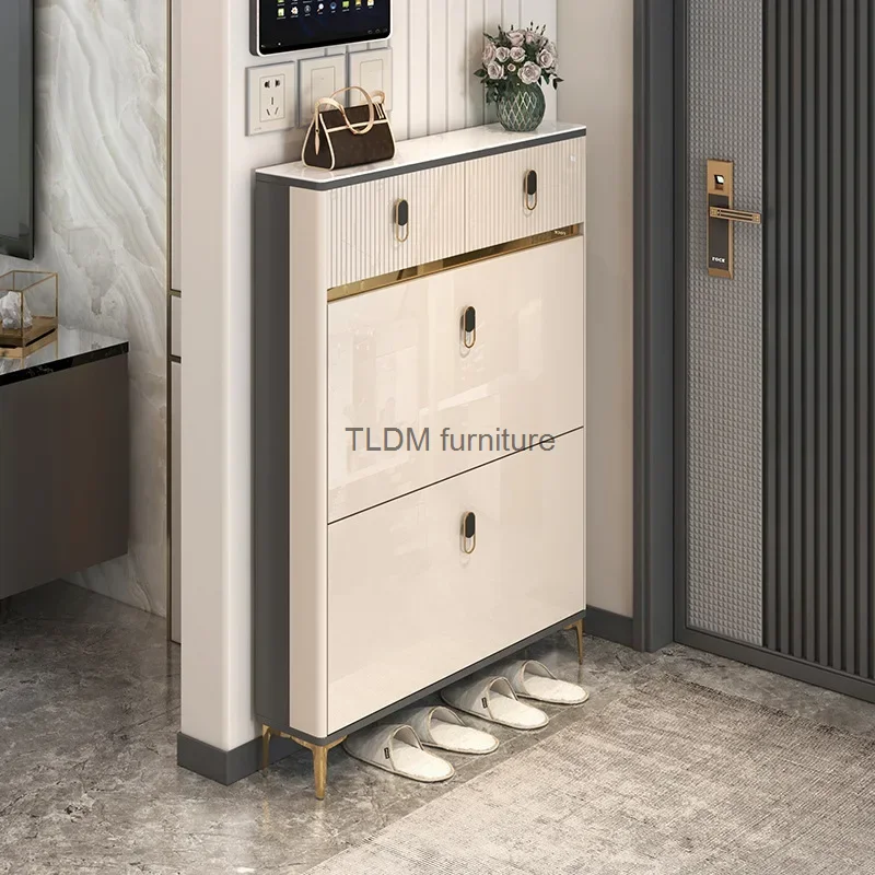 

Luxury Modern Tipping bucket Shoe Cabinets Storage saloon Loset Ultra-thin Shoe Rack Space Saving Shoe Organizer Furniture
