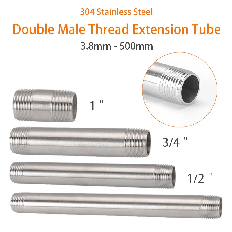 38500mmMaleThreadExtensionTube12341304StainlessSteel