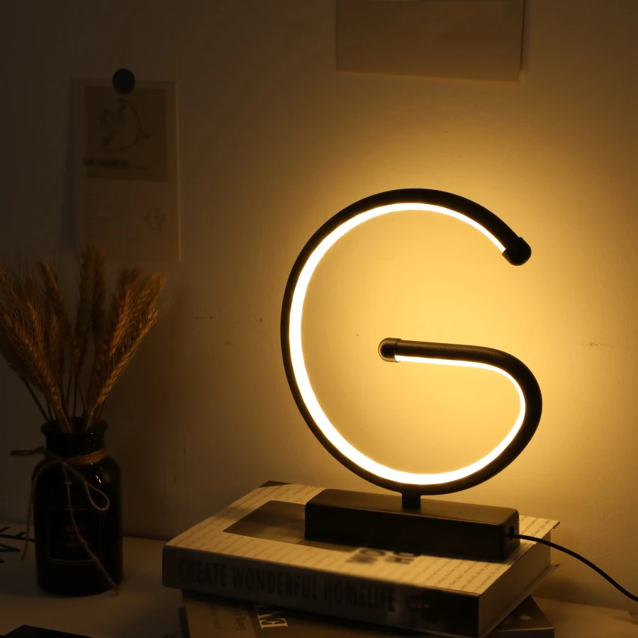 

1 шт. креативная G-образная USB лампа, настольный декоративный ночник для спальни
