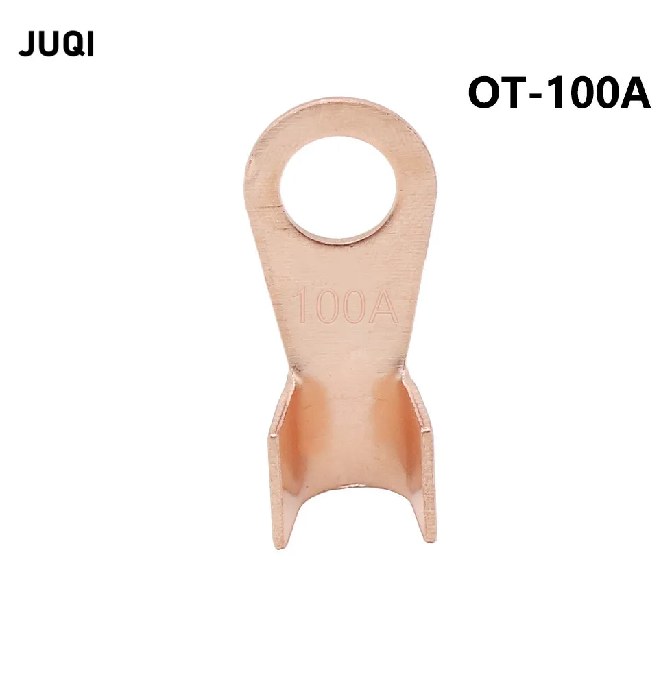 

1/10PCS OT-100A 8.2mm Dia Red Copper Circular Splice Crimp Terminal Wire Naked Connector for 6.0-16 Square Cable