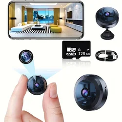 Compact Wireless HD Security Camera with Rechargeable Battery and Motion Detection (Camera and 128GB)