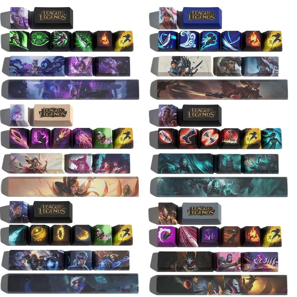 

Lol Sona Ahri Riven The Unforgotten Yone Ashe Jinx Heroes Keyboard Cap Cute Cartoon Periphery Kawaii Tabletop Decoration Gifts