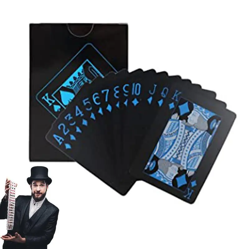 Poker Cards Cool Black Waterproof Deck Cards Table Games 180degree