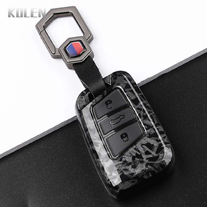 Carbon Fiber Style Car Key Case Cover