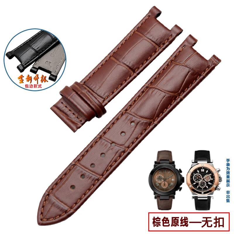 thumbnail image 1 of Correa de piel con diseño de cocodrilo para reloj YA133309 Gales de 20 x 11 mm y 22 x 13 mm, color negro y marrón, para hombre, 1 of 5