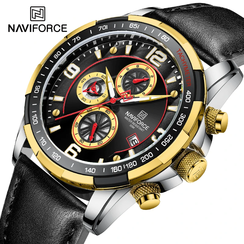 NAVIFORCE Original Quartz Calendar Men's Watches Luminous Waterproof Multifunction Chronograph Male Wristwatch Relogio Masculino