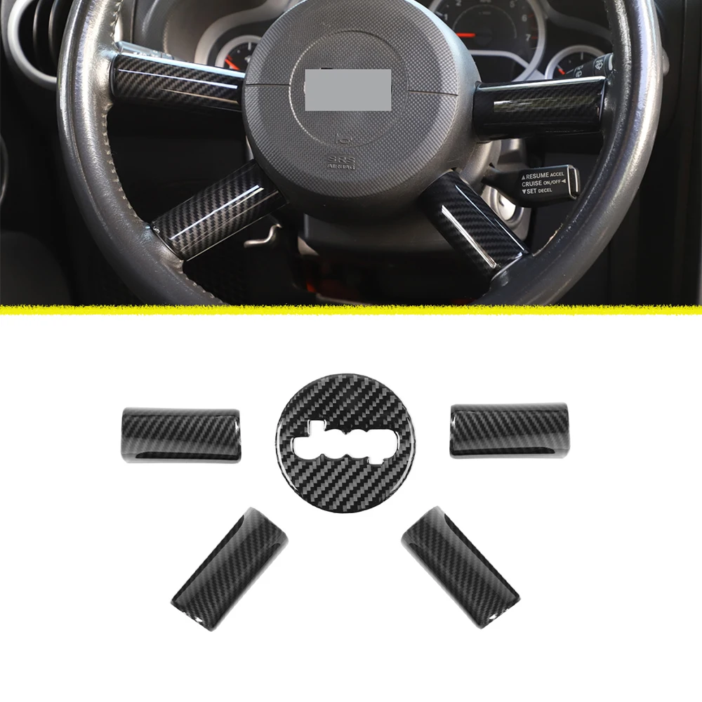 

Наклейки на рулевое колесо для Jeep Wrangler JK 2007 2008 2009 2010, декоративная накладка, аксессуары для салона автомобиля, внешний вид из углеродного волокна