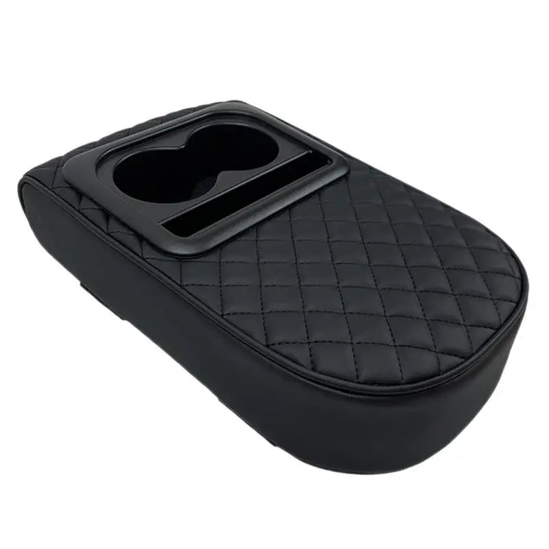 Car Center Console Armrest Cushion With 2 Cup Holder PU Leather Armrest Pad Height Pad Auto Amrest Pillow Cover heighten Pads