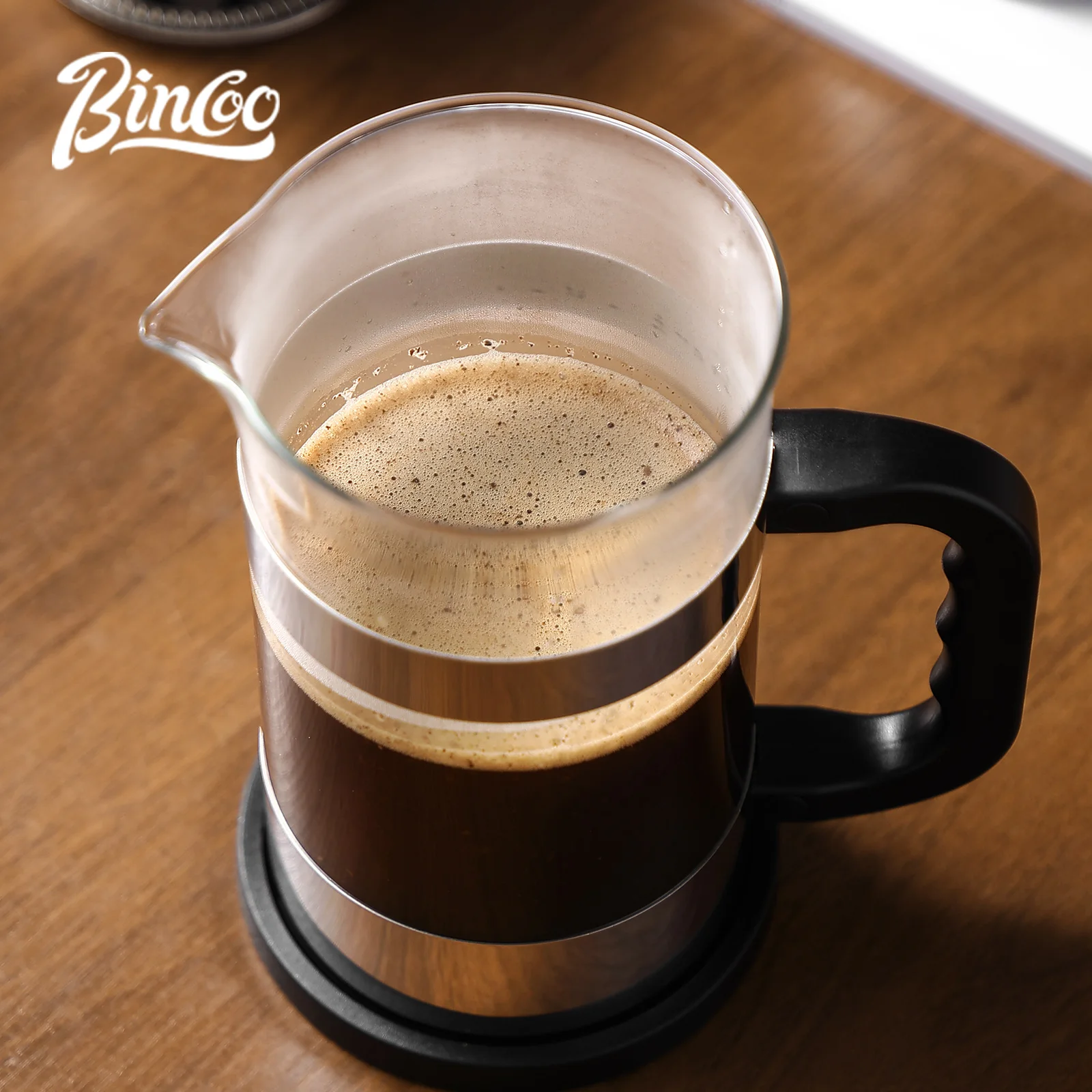 BINCOO 1000ml French Press Coffee Maker - Borosili...