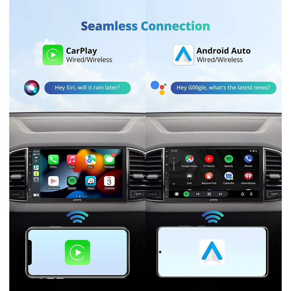 ATOTO 7 inch 2Din Android Car Multimedia Player Wireless Carplay