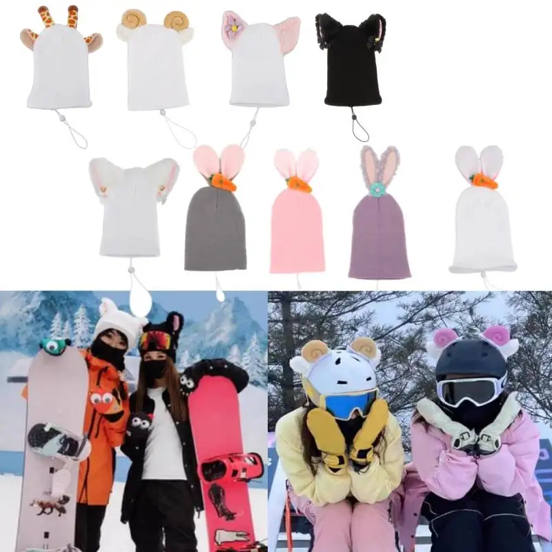Ski Helmet Cover Funny Single Board Double Board Warm Ski Helmet Cover Personality Cover Unicorn Rabbit Ear Giraffe Lovely Goat 3