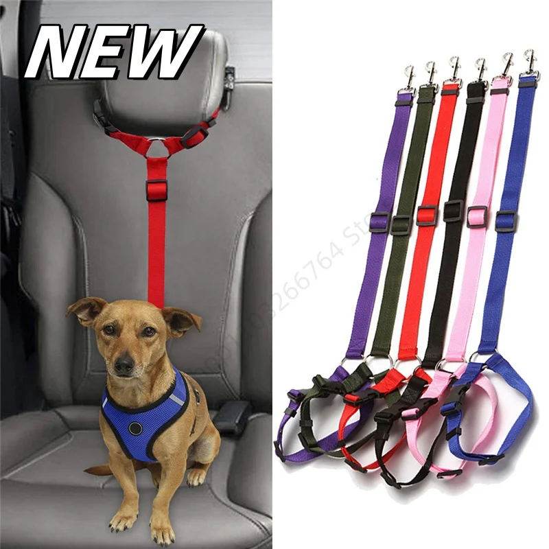 Nylon Pet Car Seat Belt Adjustable Dog Harness Collar